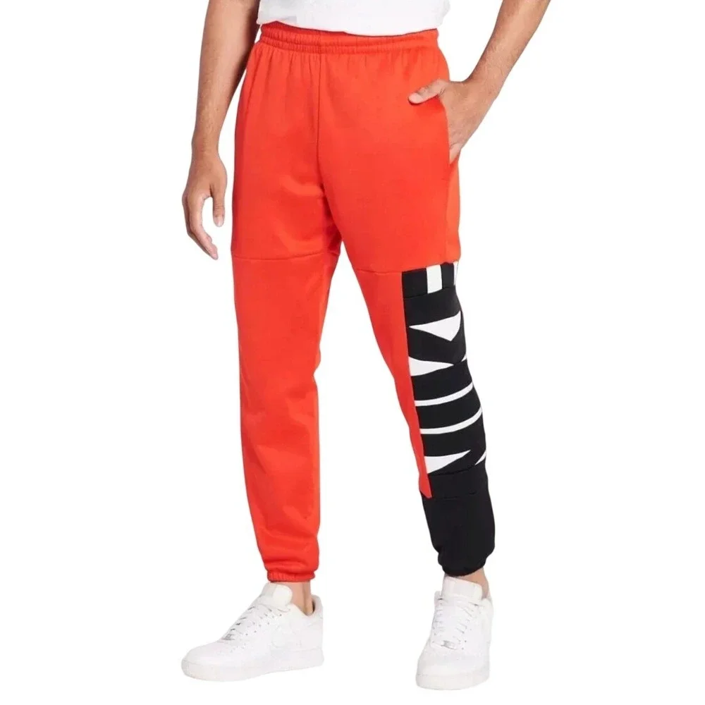 Nike Mens Polyester Therma-FIT Joggers Athletic Streetwear M Red Black